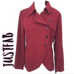 JUSTFAB Red burgundy pea coat Size large